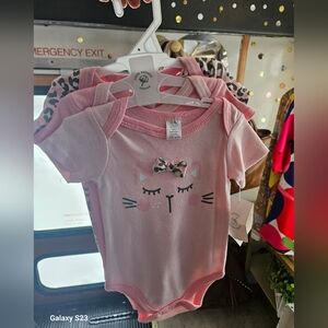 Little Me Pink Cat Face Bodysuit